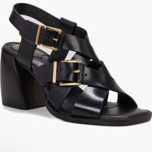 Vince Camuto Black Leather Buckle Sandals